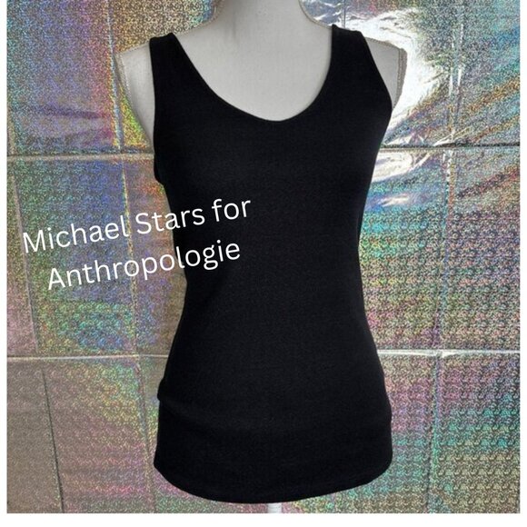 Michael Stars for Anthropologie Black Scoop Neck Tank Top – Size (M/L) - Picture 1 of 9